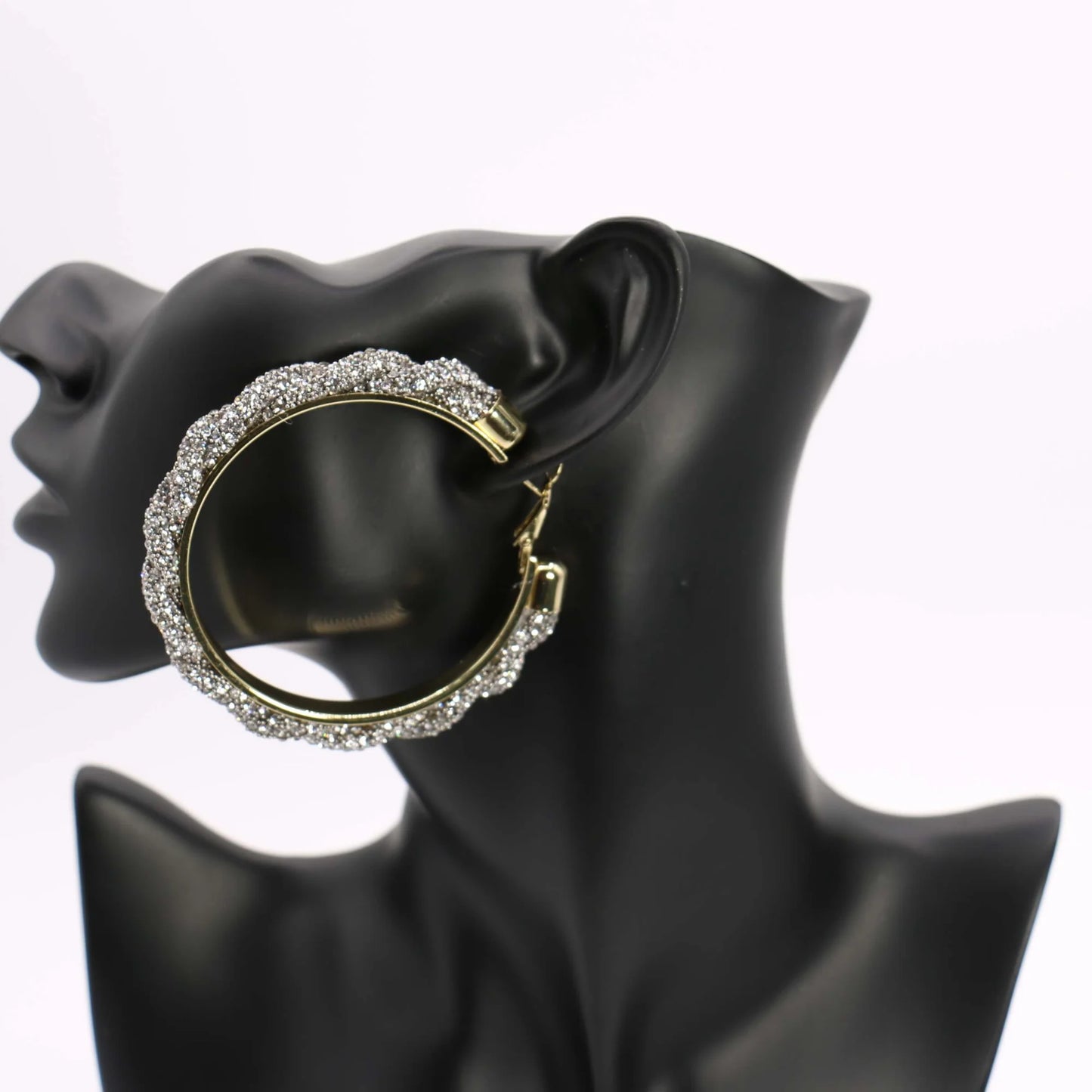 Crystal Twisted Hoop Earrings