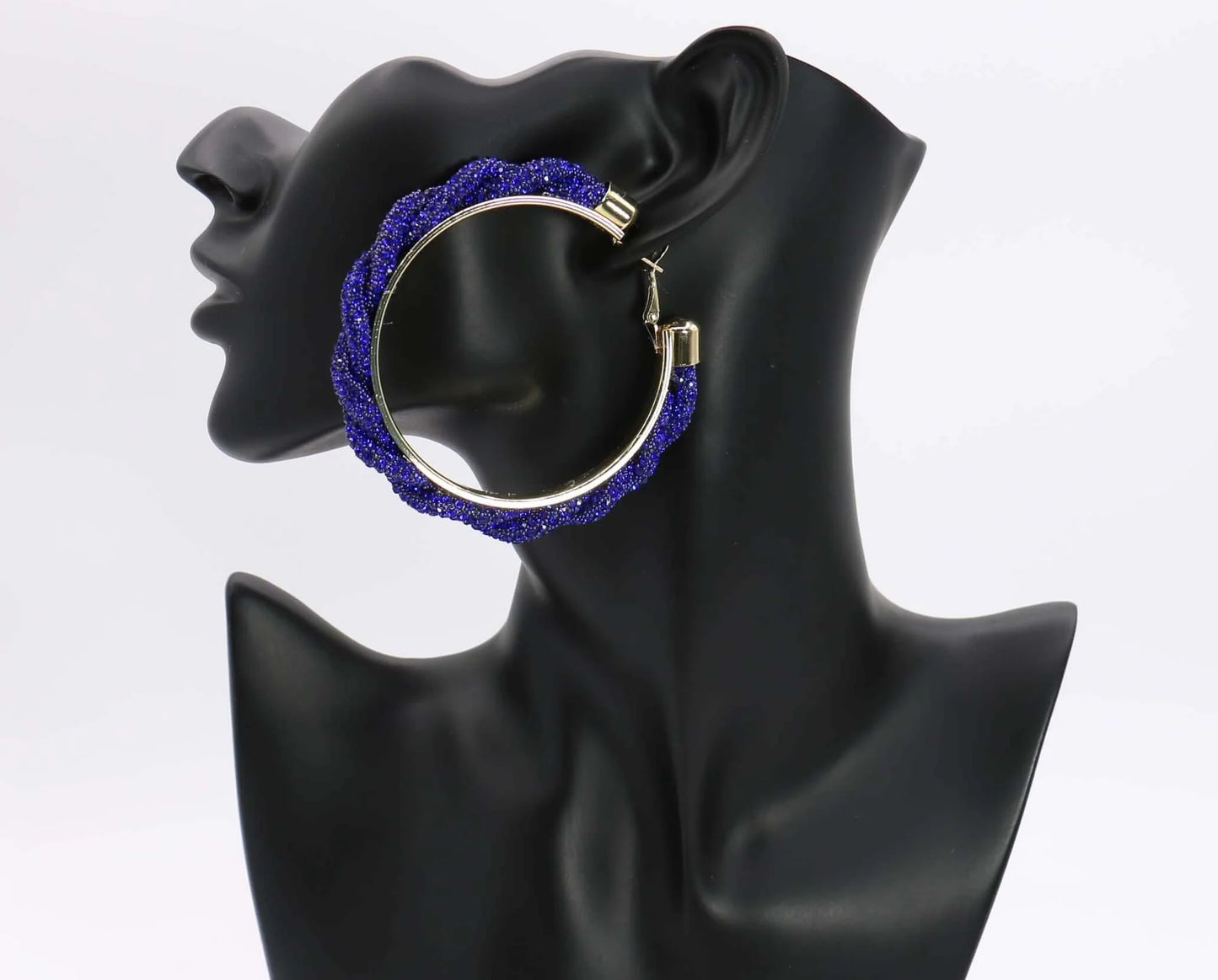 Blue Twisted Hoop Earrings