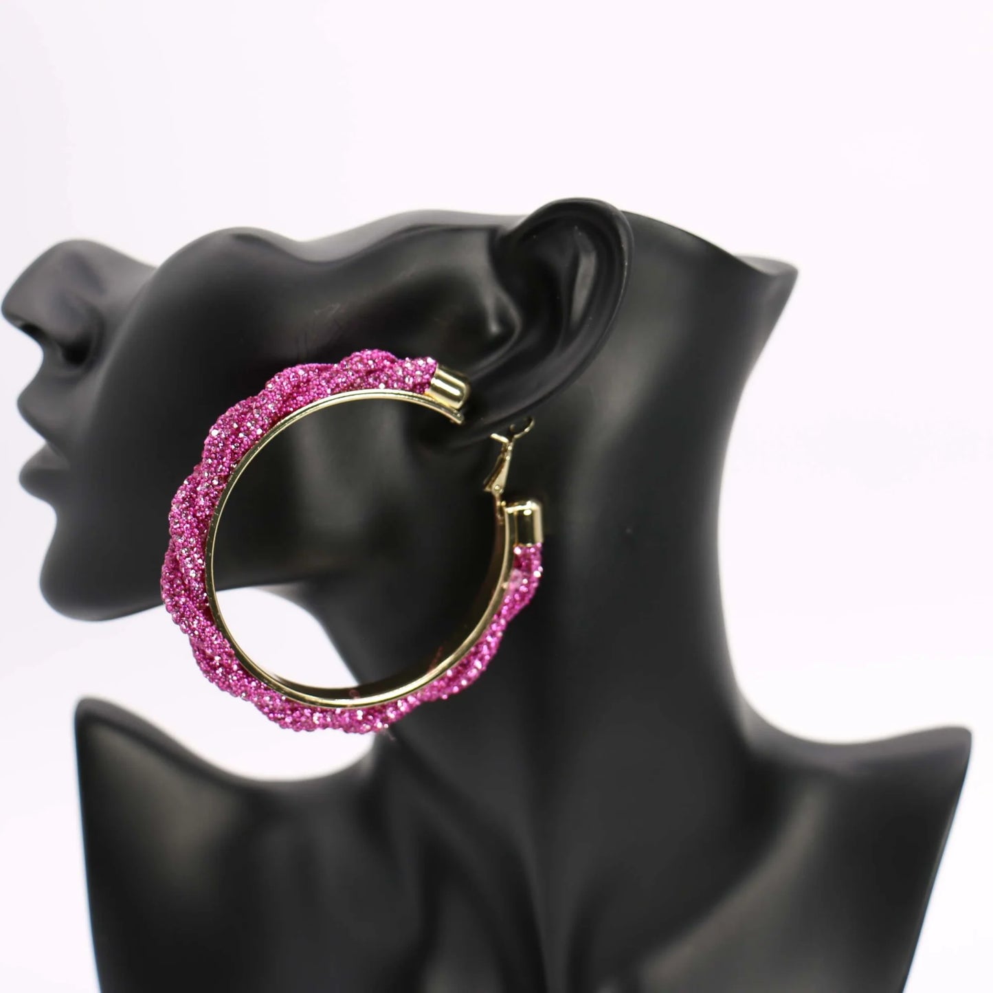 Pink Twisted Hoop Earrings