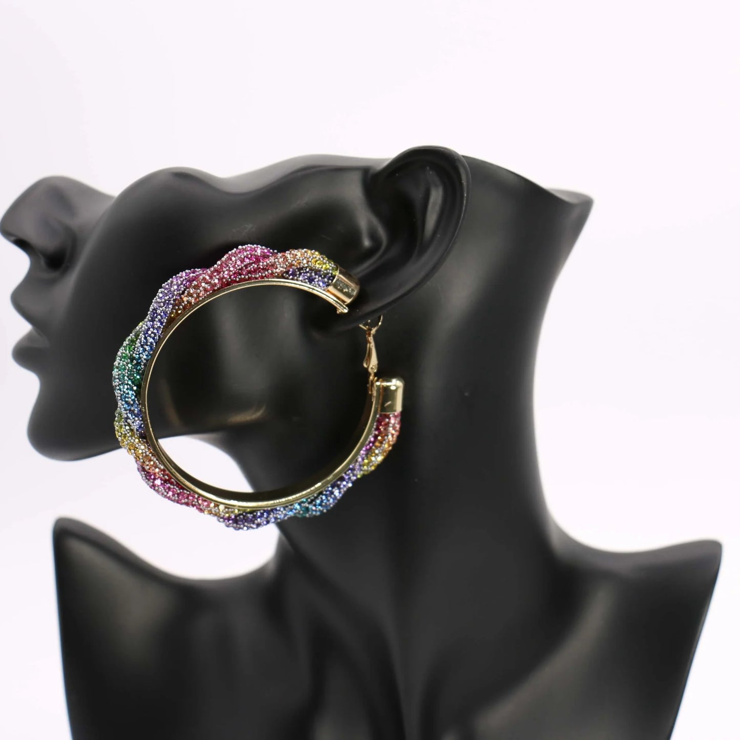 Rainbow Twisted Hoop Earrings