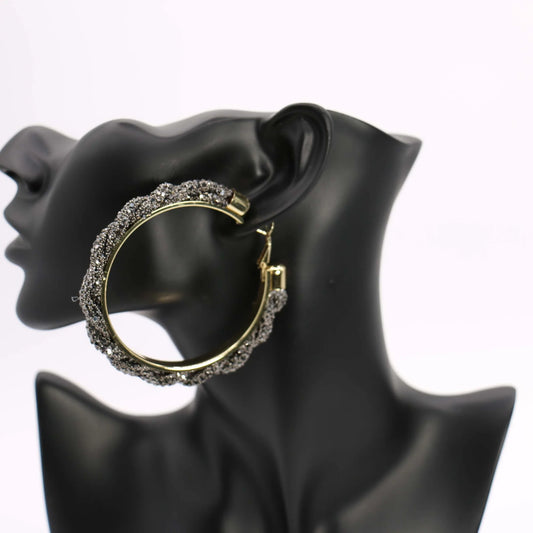 Hematite Twisted Hoop Earrings