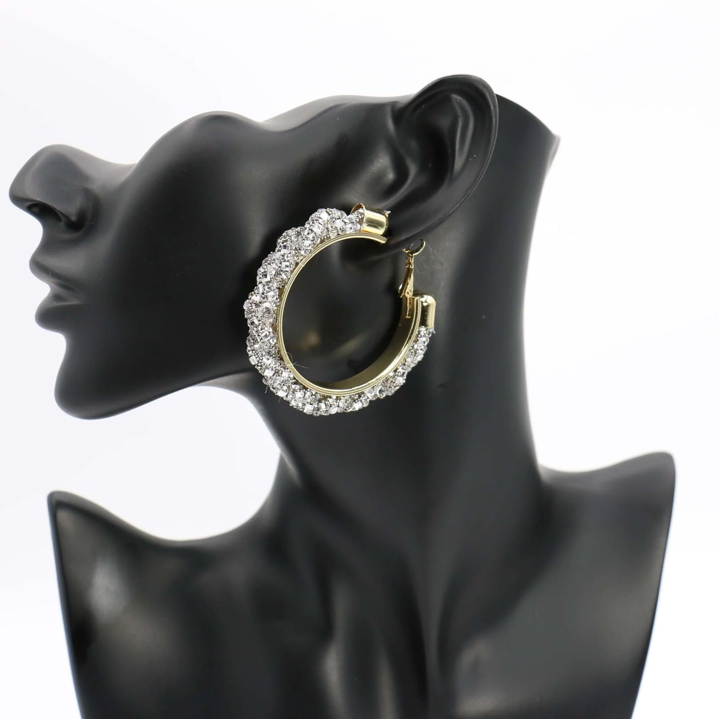 Crystal Medium Twisted Bling Hoops