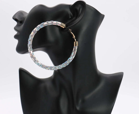 Iridescent Stone Bling Hoops