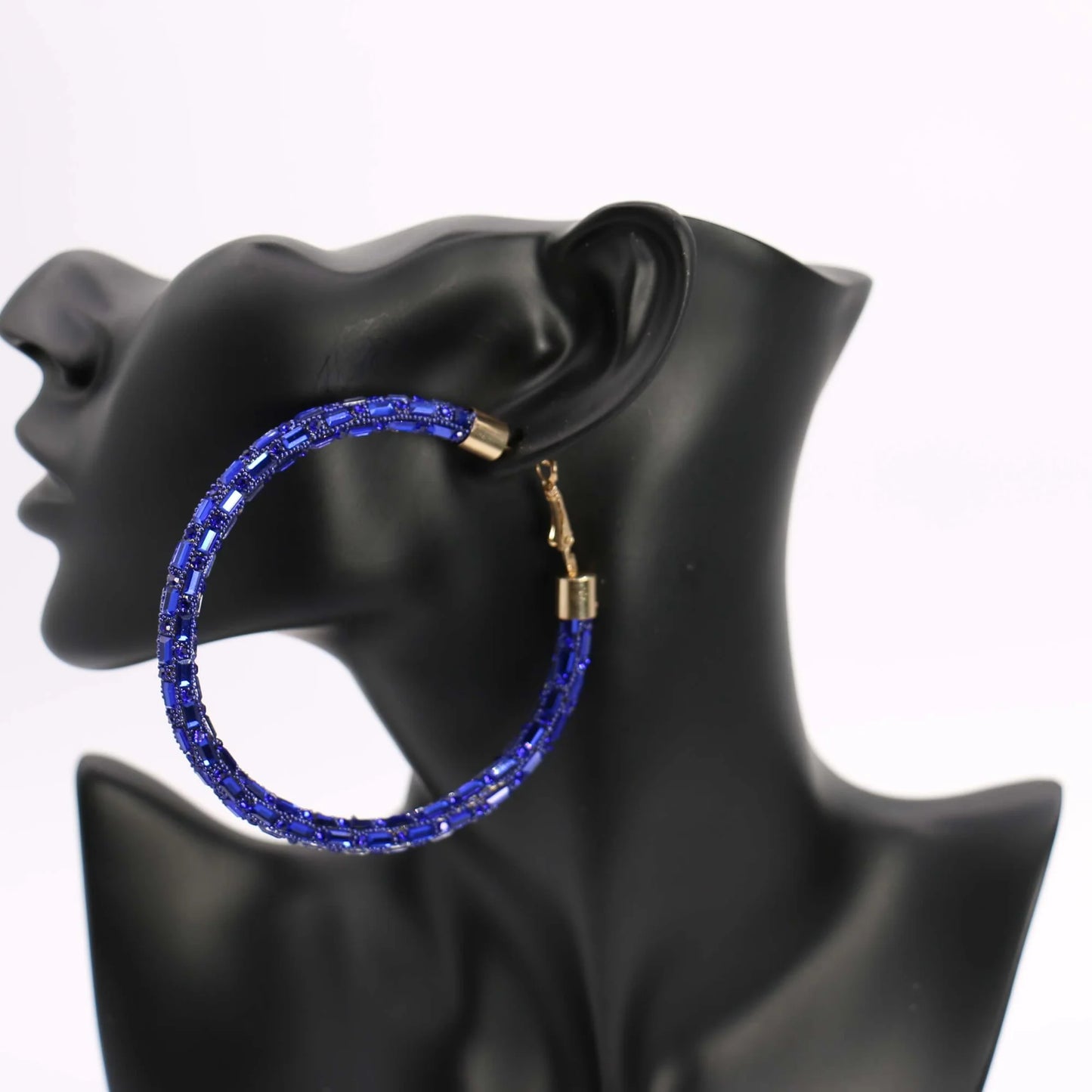 Blue Stone Bling Hoops