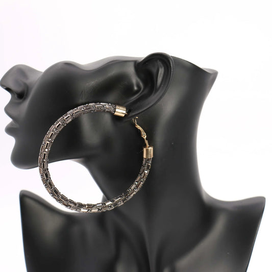 Hematite Stone Bling Hoops