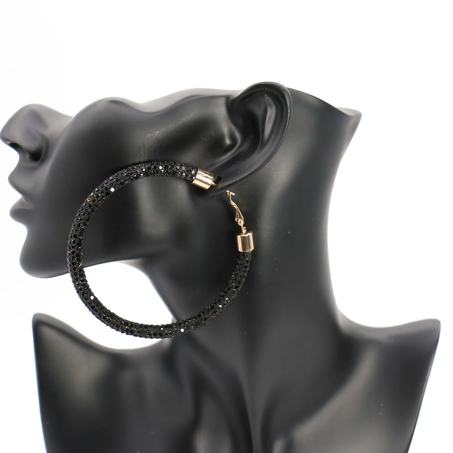 Bling hoops - black