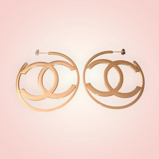 Stainless steel CC inspired hoops (gold)