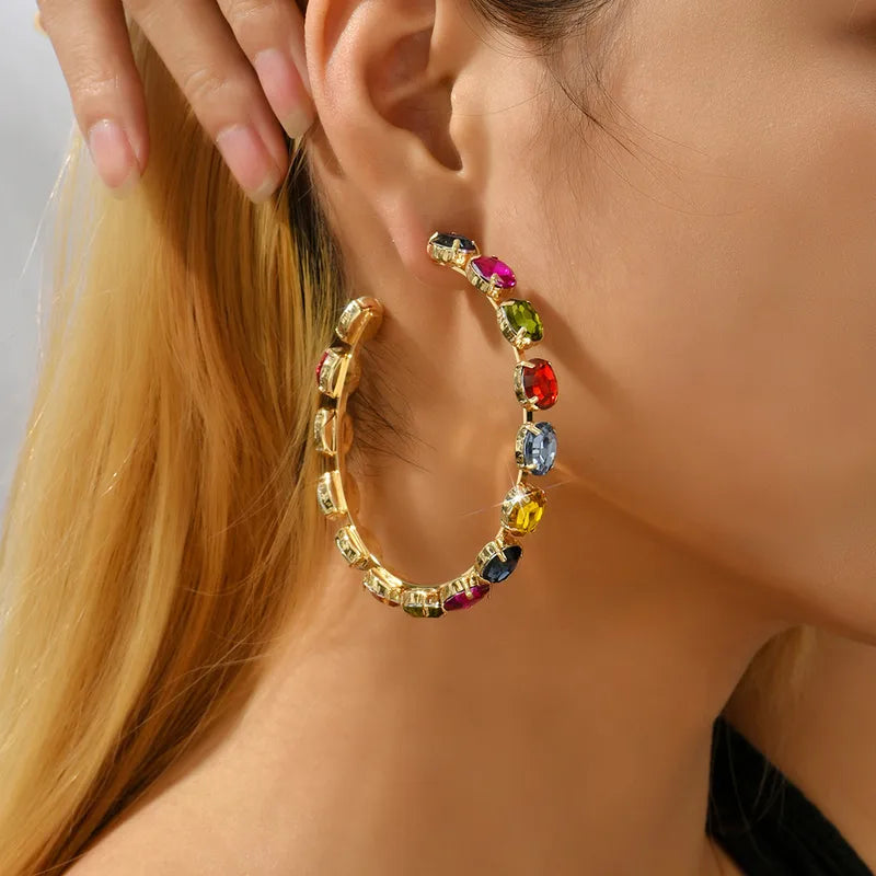 Multicolor Rhinestone Hoops