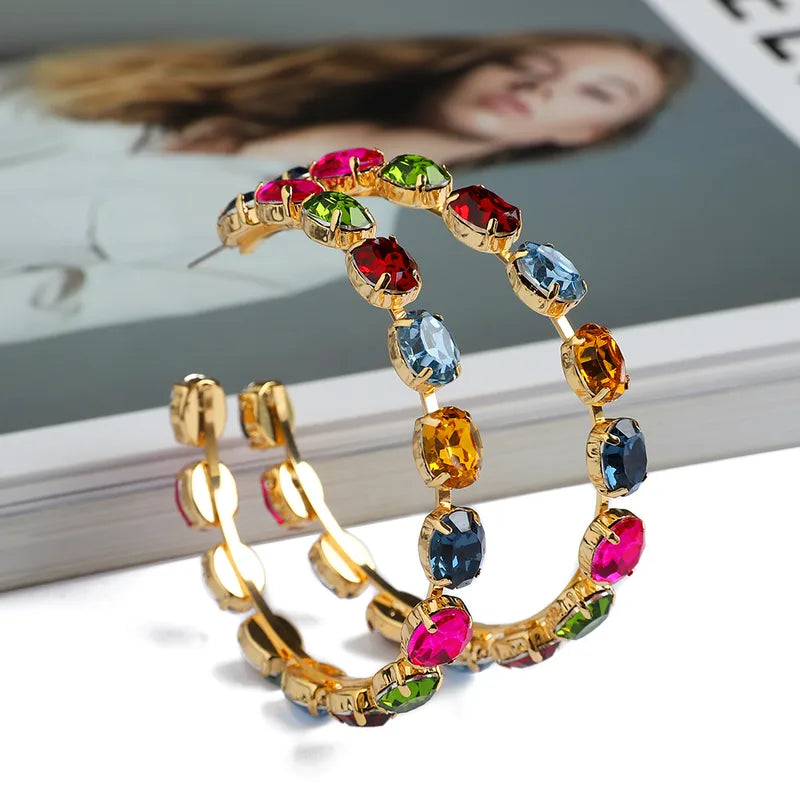 Multicolor Rhinestone Hoops